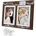 GMFrames Then & Now Anniversary Picture Frame 1-99 Years Anniversary Wedding Marriage Gifts for Couple Valentine's Day Engagement Bridal Shower Gift Wood Photo Frame Holds Double 4x6 Inches Pictures