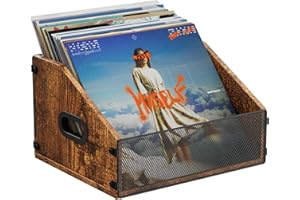Dunatou Vinyl Record Storage, Record Holder for Vinyl LP Album, Wooden Record Crate, Album Storage for Vinyl Records, Vinyl Record Box with Handle