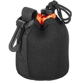 PATIKIL Camera Lens Bag, 1 Pcs 3" ID x 3.9" H Drawstring Lens Pouch with Thick Protective Neoprene, Lens Case for DSLR Camera Lens, Water Coffee Cups Black, Orange