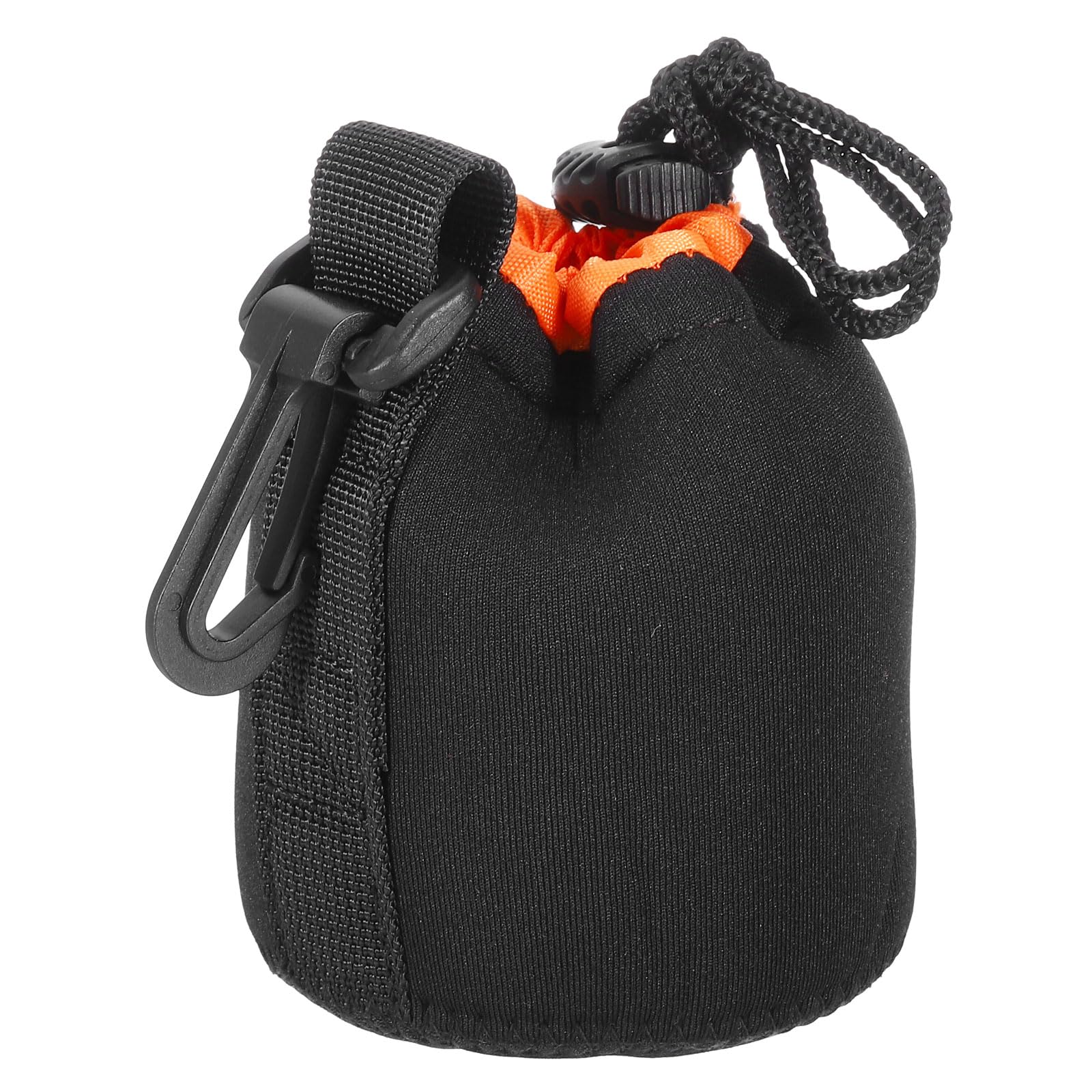 PATIKIL Camera Lens Bag, 1 Pcs 3" ID x 3.9" H Drawstring Lens Pouch with Thick Protective Neoprene, Lens Case for DSLR Camera Lens, Water Coffee Cups Black, Orange