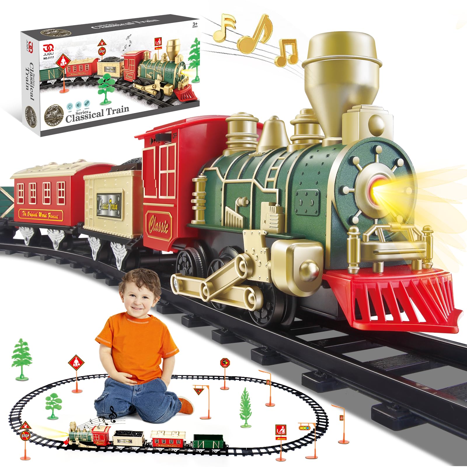 JUQU Train Set Electric Train Sets For Boys Toddlers Classical Train JUQU Train Set Electric Train Sets For Boys Toddlers Classical Train
