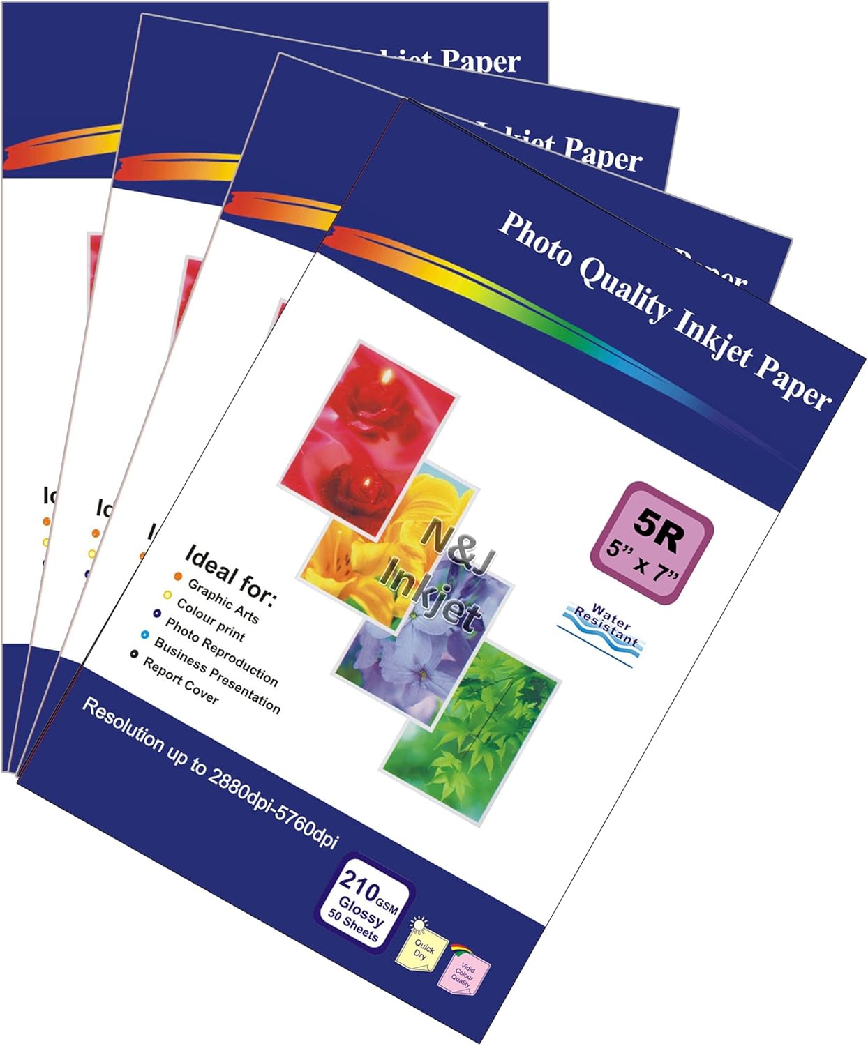 200 Sheets of 210gsm 5" x 7" 5x7 Glossy Photo Paper for Inkjet Printers