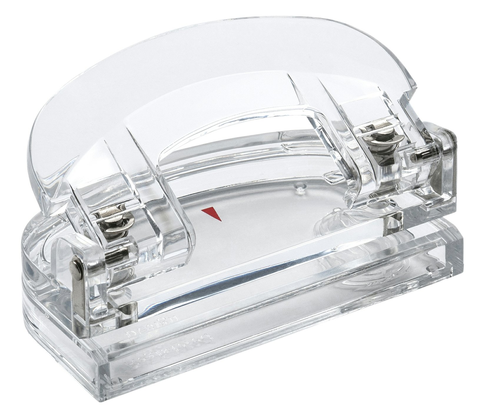 OSCO Clear Acrylic 2 Hole Punch, Transparent Office Paper Punch with 12-Sheet Capacity, 80 mm Hole Spacing, Easy-Empty Tray, Lightweight Compact Design for A4 Filing & Binders