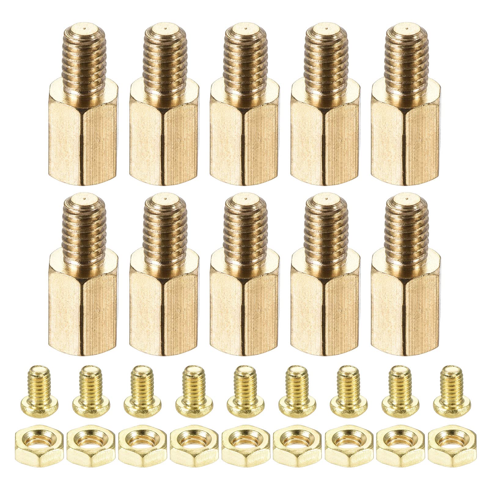 YOKIVE 10 Sets Brass Hex Threaded Spacer Screw Nut Kit, Spacer with Female-Male Thread | Raising the PCB Board, Great for Electronics Industries (M4 8+6mm)