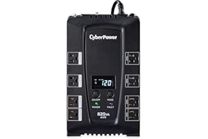 CyberPower CP825AVRLCD Intelligent LCD UPS System, 825VA/450W, 8 Outlets, AVR, Compact