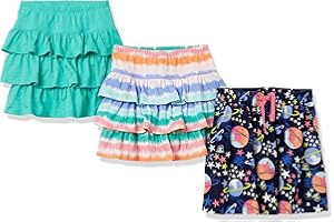 Amazon Essentials Girls and Toddlers' Knitted Ruffle Scooter Skirts (Previously Spotted Zebra), Multipacks