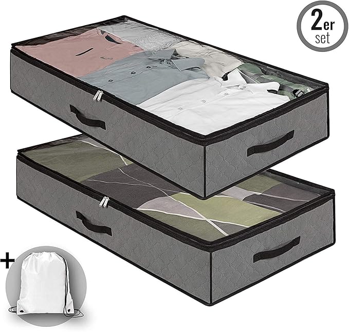 Dafooda 2 x robuste Unterbettkommode, Stoff, atmungsaktiv 100 x 50 x 18