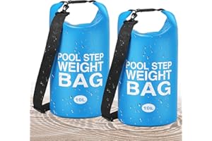 ALDMIO 2 Pcs Universal Swimming Pool Step Weights, 500D PVC Waterproof Swimming Pool Ladder Weights Sand Dry Bags Above Gound Pools, 10L Foldable Pool Weights for Steps with Heavy-Duty Nylon and Handle Work