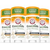 ARM &amp; HAMMER Essentials Deodorant, Vanilla Sandalwood, 4-Pack | With Magnesium, Aluminum Free Paraben Free, 24 Hour Odor Protection