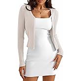 a.Jesdani Women's Shrug Sweaters Open Front Long Sleeve Rib Knit Bolero Open Front Cropped Cardigan S-1X