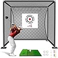 YUNIC Golf Driving Cage with Metal Frame - Choose Standard Hitting Target or Simulator Impact Screen
