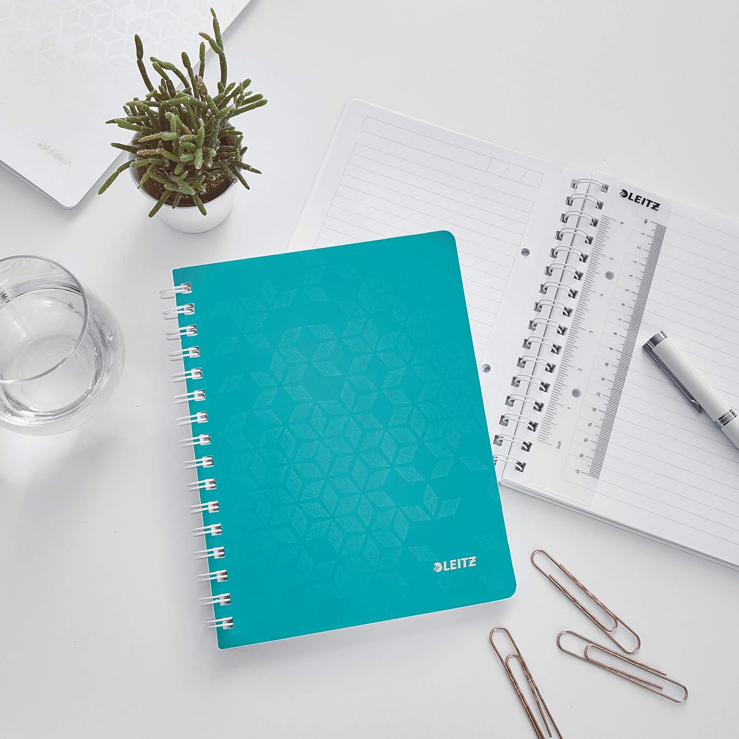 Leitz A5 Flexible Cover Notebook, Ice Blue (Wire Bound, 80 Sheets, Ruled, 90 gsm Ivory Paper, Wow Range), Pack of 1 - Image 3