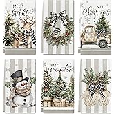 maiiooliwe 6 Pcs Christmas Kitchen Towels, Farmhouse Christmas Hand Towels, 26 x 17.7 Inches, Winter Holiday Absorbent Kitchen Dish Towel Fast Drying Kitchen Decor for Cooking (Gray)