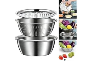 Germany Multifunctional Stainless Steel Basin,5-in-1 Stainless Steel Basin,Steel Shredding & Drainage Chopping Basin, Vegetab