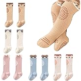 Toddler Baby Knee High Socks Girl Boy Non Slip with Grips Warm Thick Socks Infant Floor Crawling Tube Stockings 5 Pairs