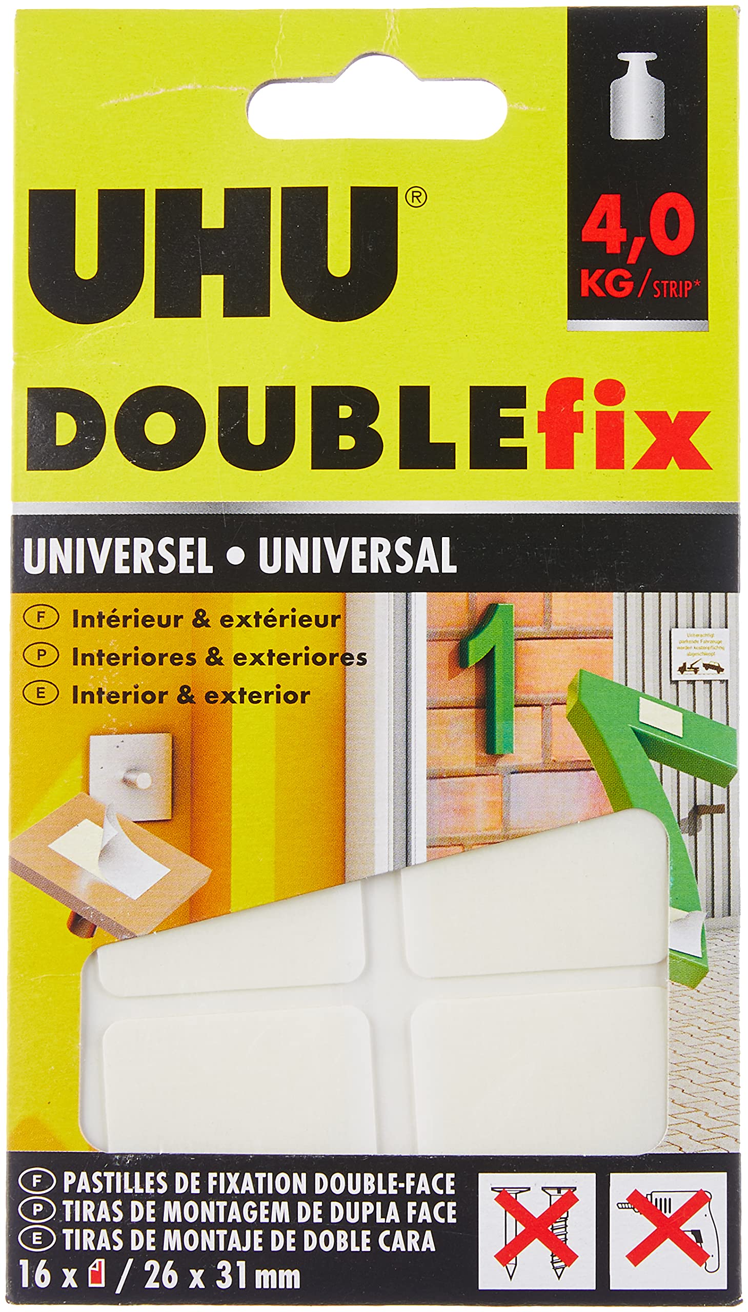 Uhu Doublefix Ultra Strong Universal Glue Dots, Resistance up to 4 kg - 16 Tablets