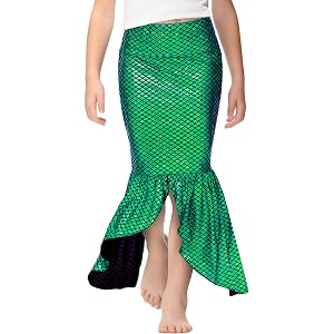 AOBUTE Girls Mermaid Skirts Elastic Waisted Shiny Skirt XS-XL