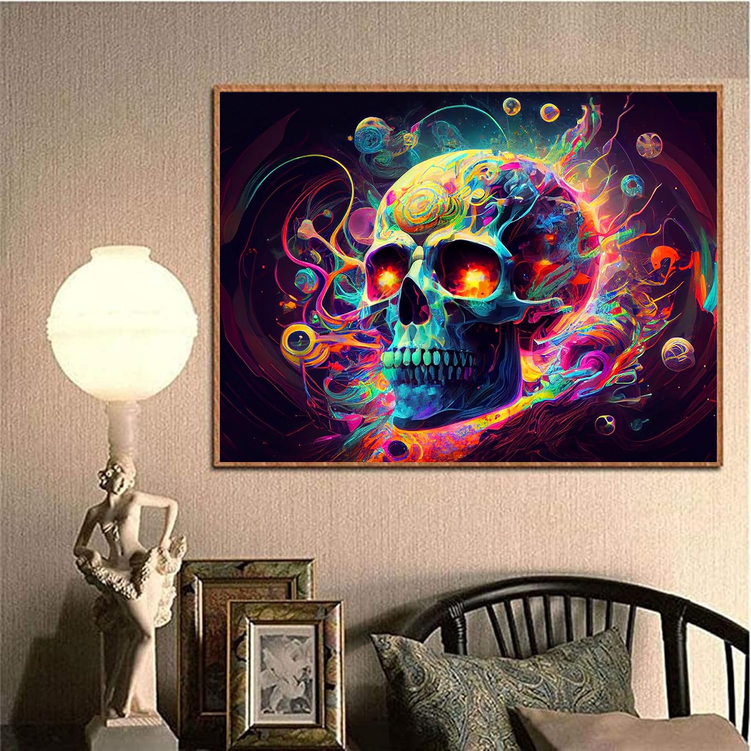 igoodom Skull Diamond Painting Art Kit for Adults Sugar Skull Diamond Art Painting for Beginners Full Drill Round Gem Art Painting for Crafts Home Wall Decor Gift 16x12inch