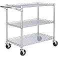 Seville Classics UltraDurable NSF Commercial Heavy Duty Metal Rolling Utility Cart, w/ Steel Shelves, Handle Bar for Restaurant, Garage, Warehouse, Kitchen, Office, Top Shelf (36"W x 18"D)