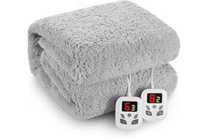 CURECURE Heated Mattress Pad King Size, 77"x80" Electric Underblanket Mattress with 10 Heat Settings, 9 Timer Auto Off Settings and Dual Control Machine Washable, Fit up to 15" Deep Pocket