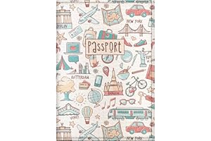 Quttie Passport Cover for Kids, Women and Men, Cute Travel Passport Holder (Light Travel Pattern)