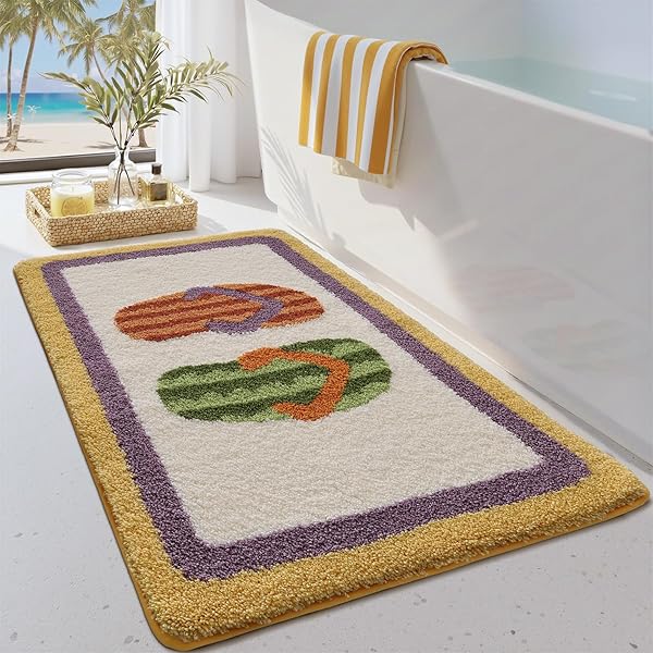 LUMI BATH MATS FOR BATHROOM, NON SLIP ABSORBENT SOFT BATH MAT, WASHABLE LOW PROFILE BATHROOM RUG FOR SHOWER, TUB, 24″X36″