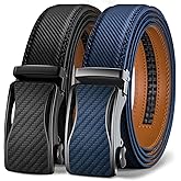 KEMISANT Mens Ratchet Belt 2 Units,Sliding Belt For Gift Mens Dress Casual 1 3/8",Size Adjustable
