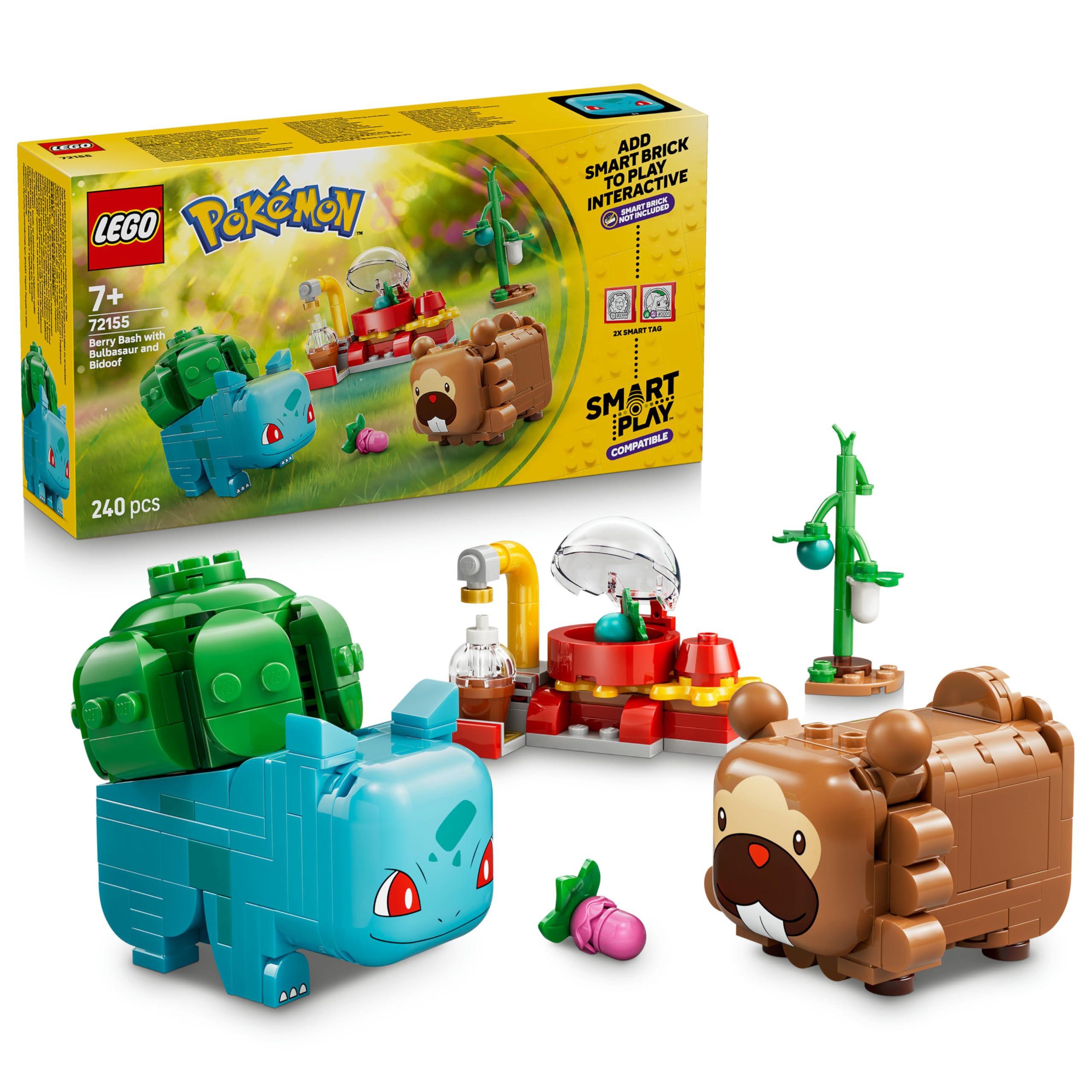 LEGO Pokémon SMART Play: Beerenfete mit Bisasam und Bidiza - kompatibles interaktives Set mit 2 SMART Tags und 2 Pokémon Figuren - Geschenkidee für Kinder ab 7 Jahren - 72155