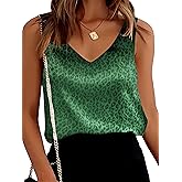 Mawor Satin Tank Tops for Women Loose Fit Sleeveless V Neck Cami Camisole Blouses Shirt Top