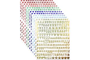 YIKTUNQ Lot de 2 352 lettres autocollantes à paillettes colorées, 12 feuilles d'étiquettes de l'alphabet en vinyle scintillan