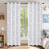 Deconovo Stars Foil Printed Thermal Blackout Curtains Eyelet 2 Panels 46x72 in