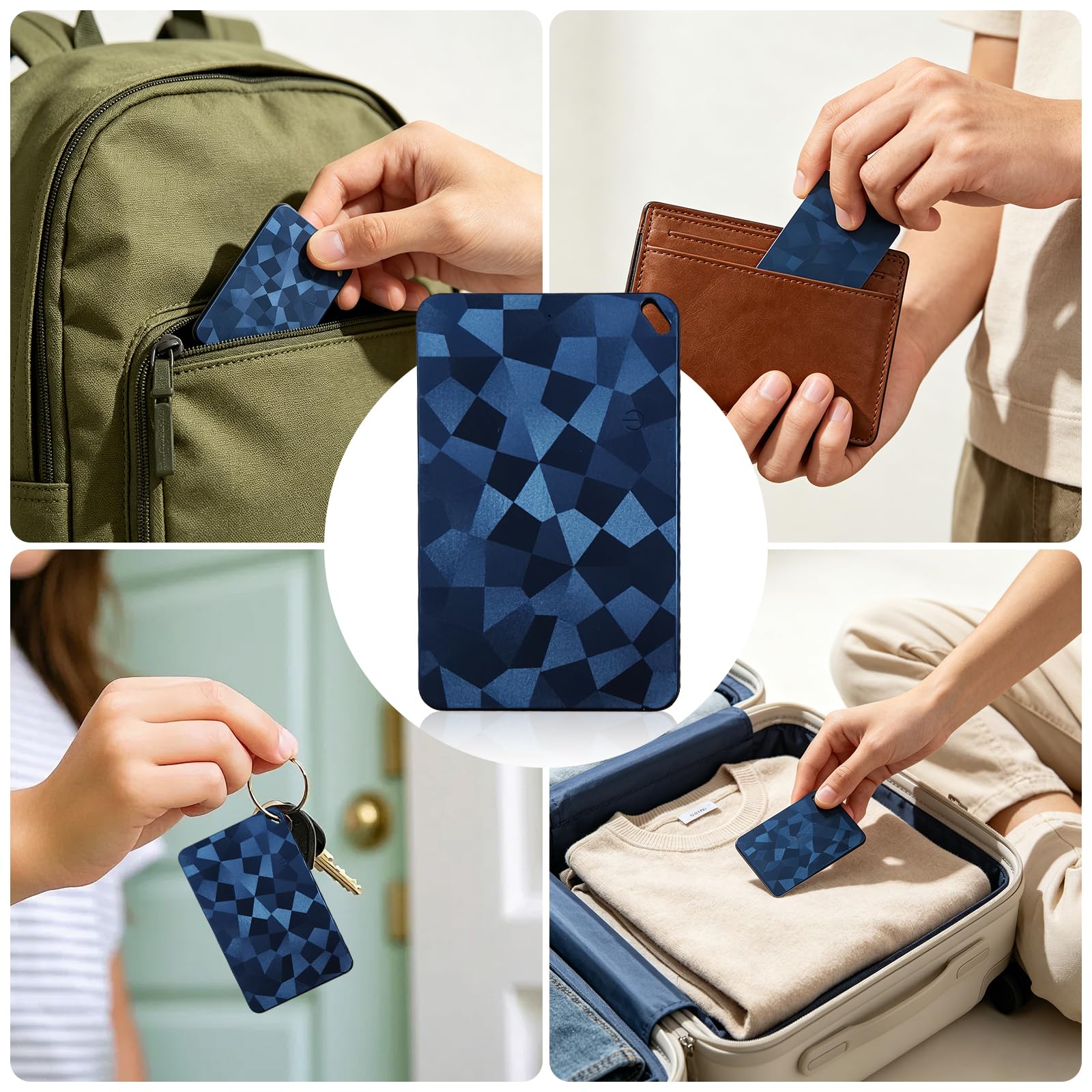 Wiederaufladbare Wallet-Tracker-Karte für Android oder iOS, 1,6 mm Ultra Slim, Funktioniert mit Apple Find My oder Google Find Hub App, IP68 Wasserdicht, für Pässe/Gepäck/Schlüssel/Rucksack, 1 Pack 7