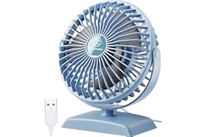 JZCreater USB Desk Fan, USB Fan Mini, 360 Rotation Desktop Fan with 3 Speed, Table Personal Cooling Fan, Quiet Mini Desk Fan, USB Powered, Small Fan for Home Office Bedroom Car Travel, SKY Blue