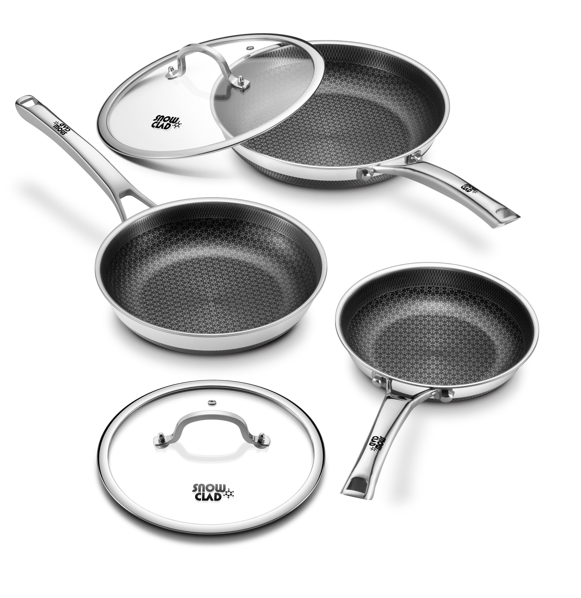Photo 1 of *** PARTS ONLY***     Non Stick Frying Pans, 8+10+12 inch with 2 Lid, Hybrid Frying Pans Set Nonstick,non stick Skillets Stainless Steel, Dishwasher & Oven-Safe, Induction Compatible Cooking Pan, PFOA Free Cookware