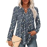 Anyally Women Fall Long Sleeve Tunic Tops Plus Size Dressy Casual Blouses Pleated Shirts for Leggings