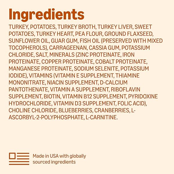 AMAZON BASICS WET DOG FOOD, TURKEY & SWEET POTATO DINNER, MADE WITH REAL TURKEY, 3.5 OZ CUP (PACK OF 12)