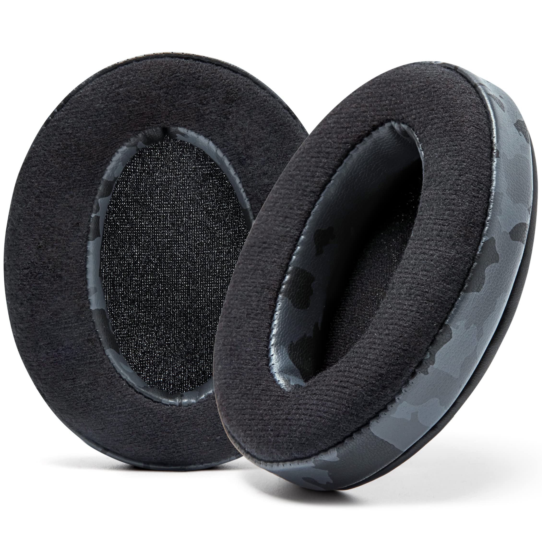 WC PadZ Velour - The Ultimate Upgraded Earpads by Wicked Cushions - Compatible With Audio Technica, HyperX, SteelSeries Arctis & More - Extra Thick - Bigger Opening - Softer Memory Foam | Black Camo — image 1