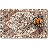 Dog Food Mats for Floors, Absorbent and Quick-Drying Pet Cat Food Mat,Anti-Fouling and Easy-to-Clean Pet Feeding Mat,Dog Bowl Mat for Messy Drinking Water Bowls.12 x20, Bohemia Style