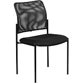 Flash Furniture Jana Comfort Black Mesh Stackable Steel Side Chair | Lumbar Support, Sled Base, Commercial Grade, Office Use