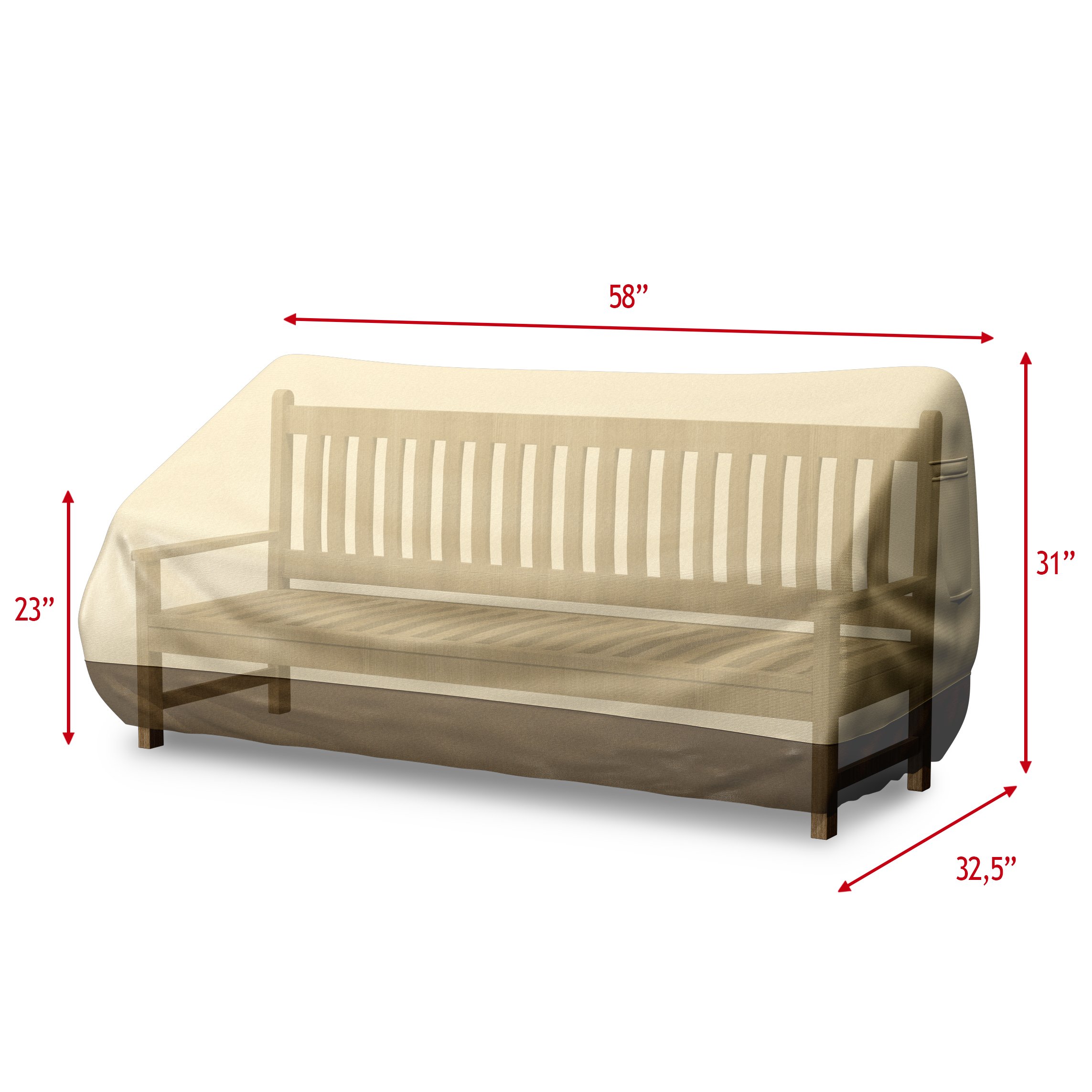 Bench Cover for Outdoor Loveseat or Patio Sofa Fits seats up to 58