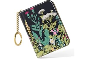 Nipichsha Credit Card Holder, Small RFID Card Wallet for Women, Slim Leather Card Holder Wallet, Dandelion, 4.33 x 3.15 x 0.9