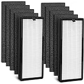 HEPA Replacement Filter for VEVA 8000 Elite Pro Series Air Purifier, 2 HEPA Filters & 8 Premium Activated Carbon Pre Filters (2+ Year Supply) for Complete Tower Air Cleaner Home & Office