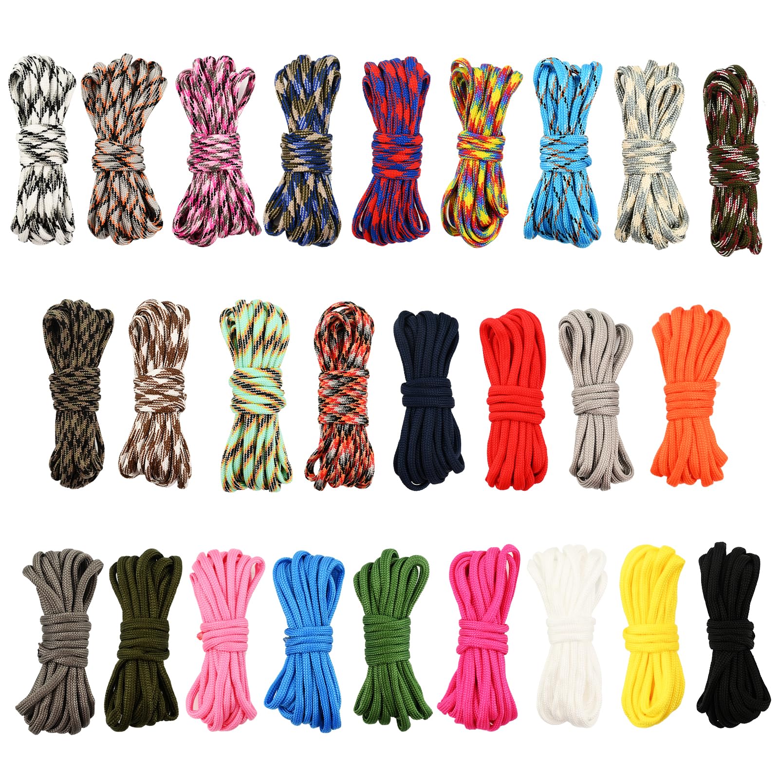 26 Colors Paracord Bracelet Rope 10 Feet 4mm Parachute Cord Paracord Cord 550 7 Strand DIY Manual Braiding for Outdoor Survival Rope, Lanyards, Keychain, Dog Collar, Carabiner Climbing, DIY Crafting