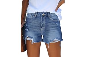GRAPENT Women's High Waisted Ripped Stretchy Denim Hot Short Summer Jean Shorts