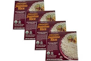 NOS Gourmet Kitchn Trader Joe’s Organic Jasmine Microwavable Instant Rice - Grown with Intensive Care in Valleys of Thailand on Forms With fertile Soil and natural Rain Water (4 - Pack)
