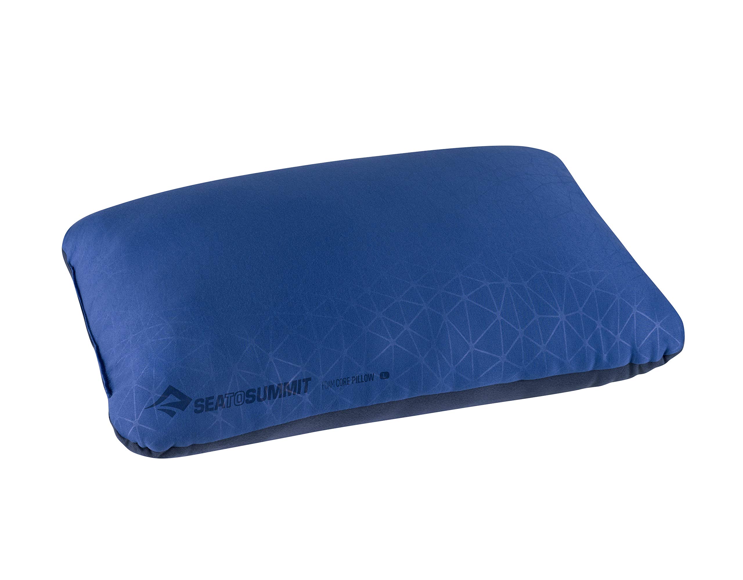 SEA TO SUMMIT - Foam Core Pillow L - Travel Pillow Just Like Home - Soft Fabric & Upcycled Foam - Lock System - Rolling Closure With Integrated Pocket - For Camping - 42 x 20 x 13cm - Navy Blue - 300g