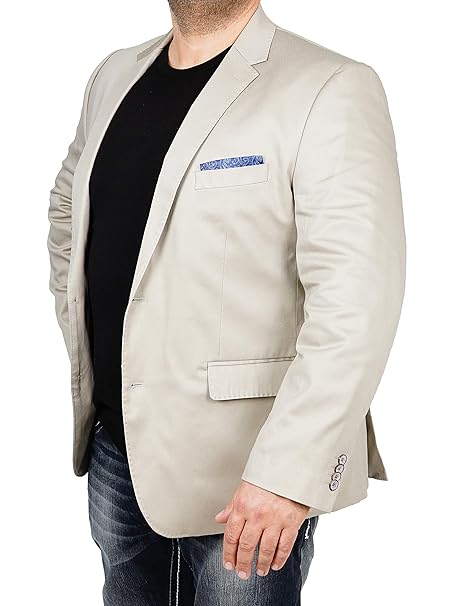 bonprix Herren Sakko untersetzt Comfort Fit Baumwoll-Mix Übergröße Blazer Zweiknopf Jackett Anzug Langgröße bequem Spezialgrö