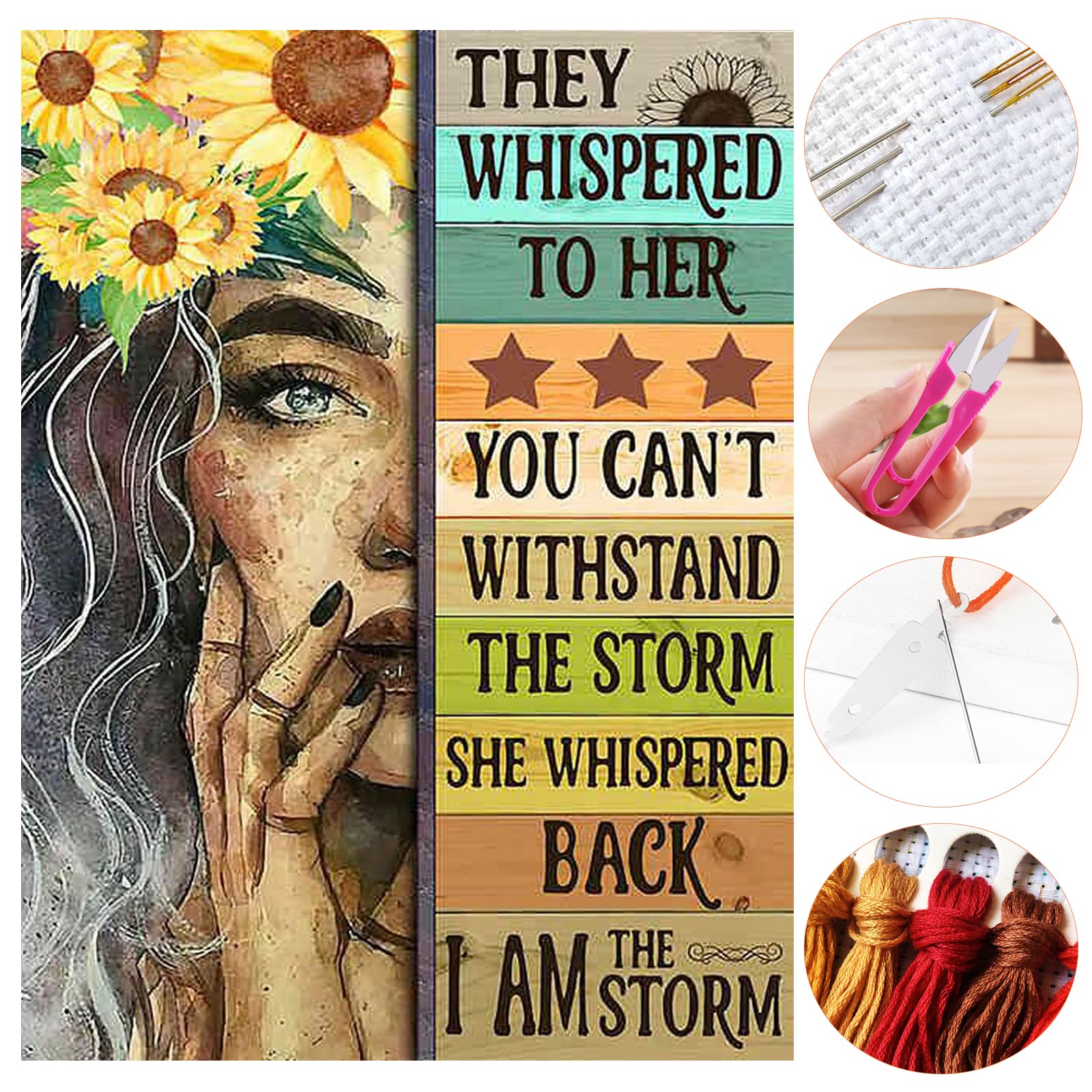 MUFEKUM Cross Stitch Kits for Adults, Beautiful Girl Pattern Stamped Cross Stitch Kits with Needles Scissor Threaders, 11CT Printed Cross Stitch Kit for Home Wall Decor (14"x18")