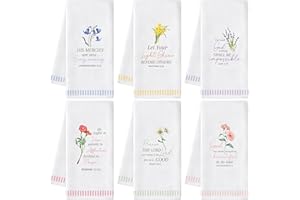 GROBRO7 Bible Floral Hand Towel - 6Pcs Religious Verse Scripture With Flower Pattern Kitchen Dishcloths Soft Polyester Towels