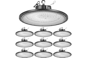 VEVOR 10 Pack LED High Bay Lights, 5000K 200W 30000LM Super Bright UFO LED Warehouse Shop Lights, IP65 Waterproof, 100-277V W
